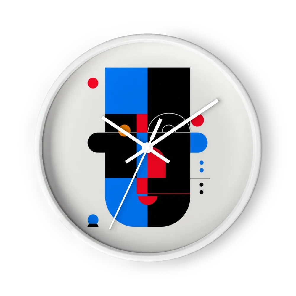 Ritratto Geometrico in Blu e Nero | Orologio da parete