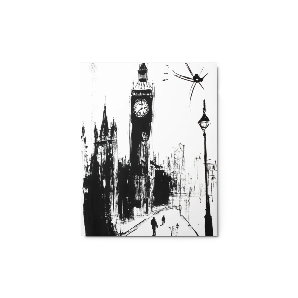Monochrome Ink Drawing of Clock Tower