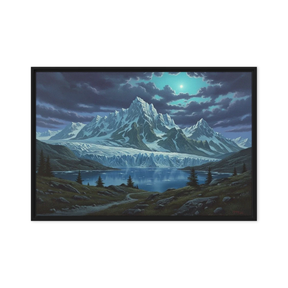 Moonlit Glacier Lake Painting | Art Print