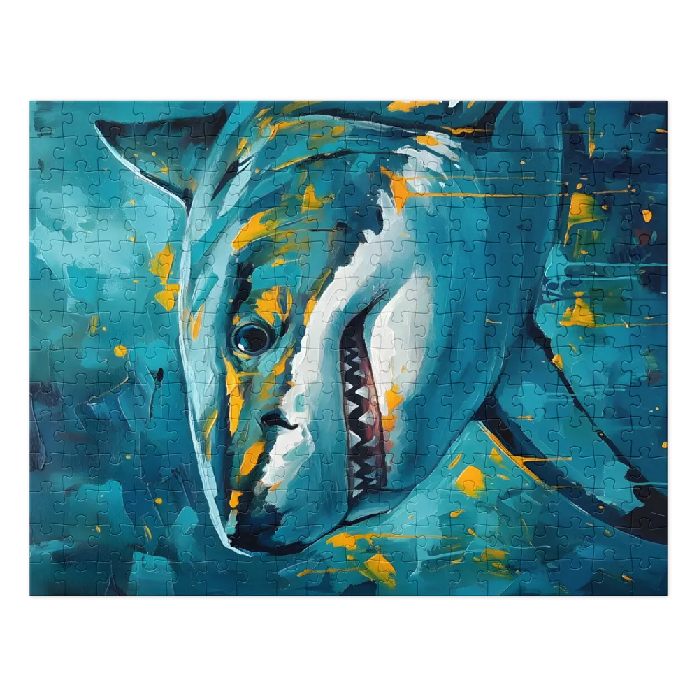 Teal Shark Portrait | Jigsaw Puzzles