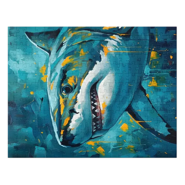 Teal Shark Portrait | Jigsaw Puzzles
