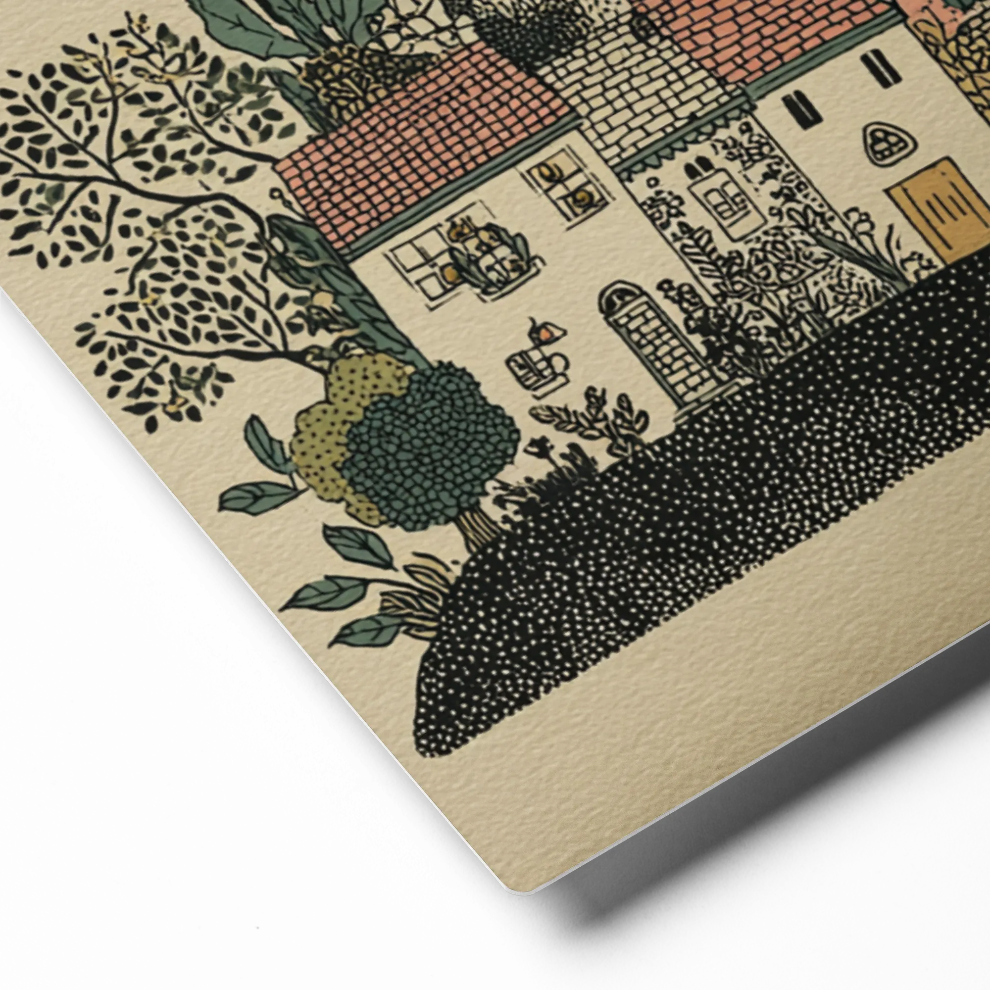 Dotted Sunlight Village 
 Canvas with Black Frame