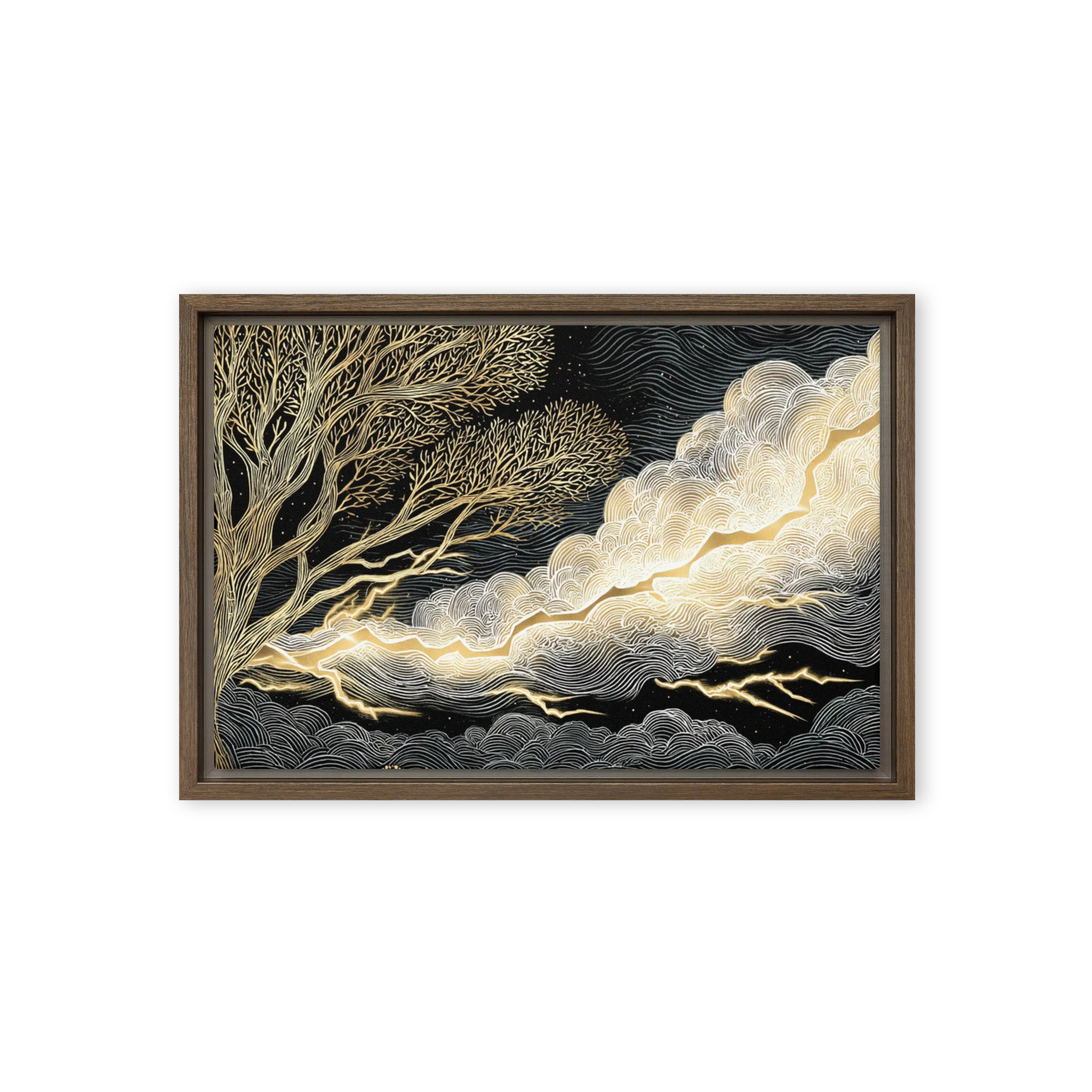 The Golden Tempest 
 Canvas with White Frame