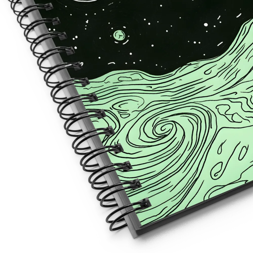 Cosmic Green Swirls 
 Spiral Notebook | 140 pages