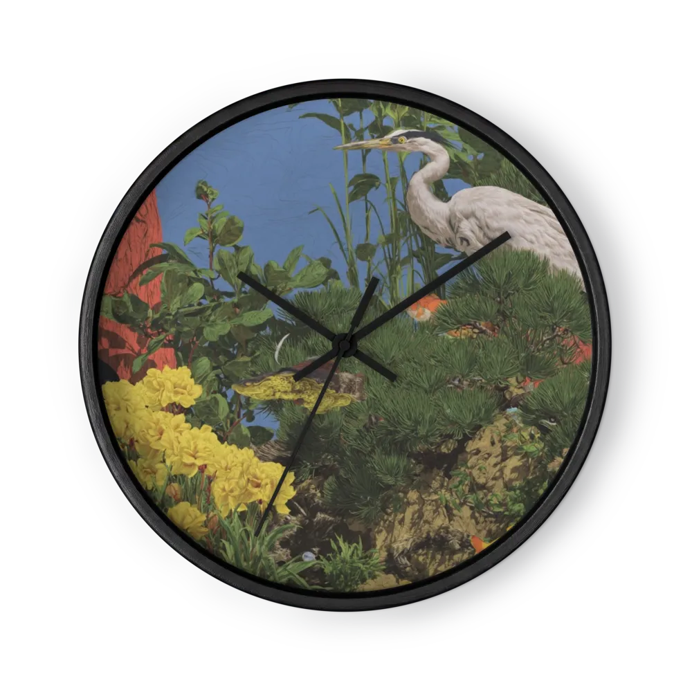 The Heron's Garden Pond | Wall Clock