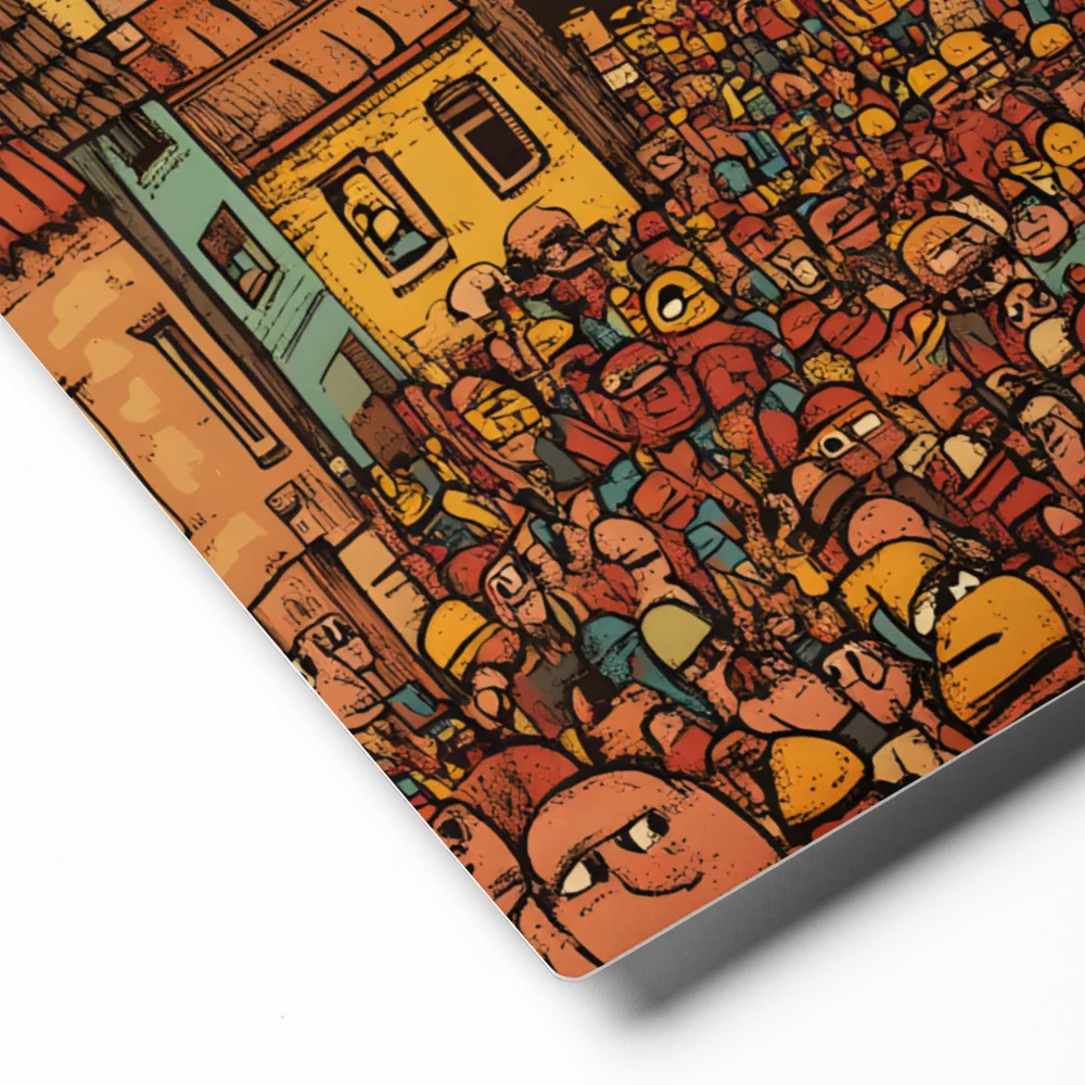 The Lively City Crowd 
 Canvas with White Frame