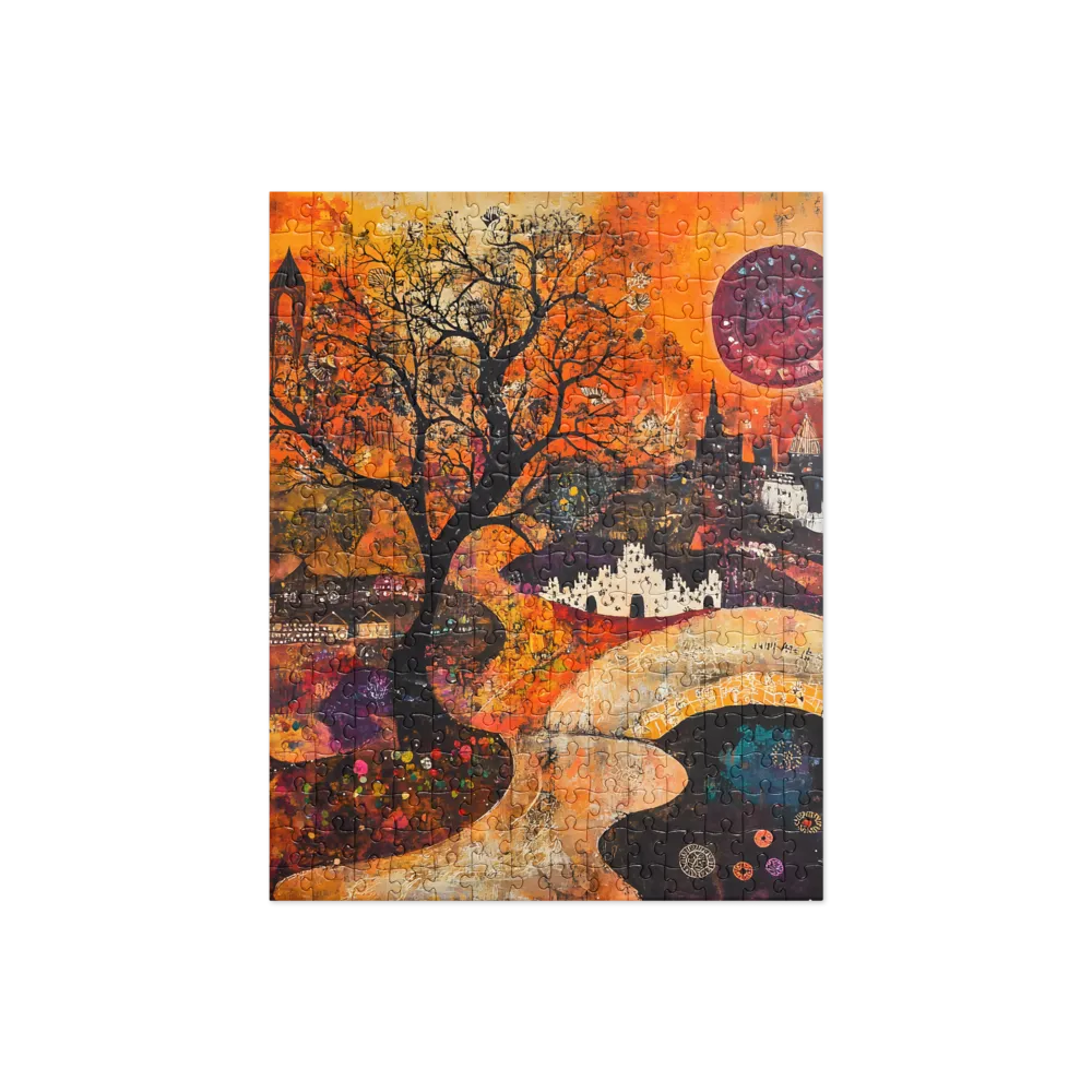 Crimson Sunset City 
 Jigsaw Puzzle