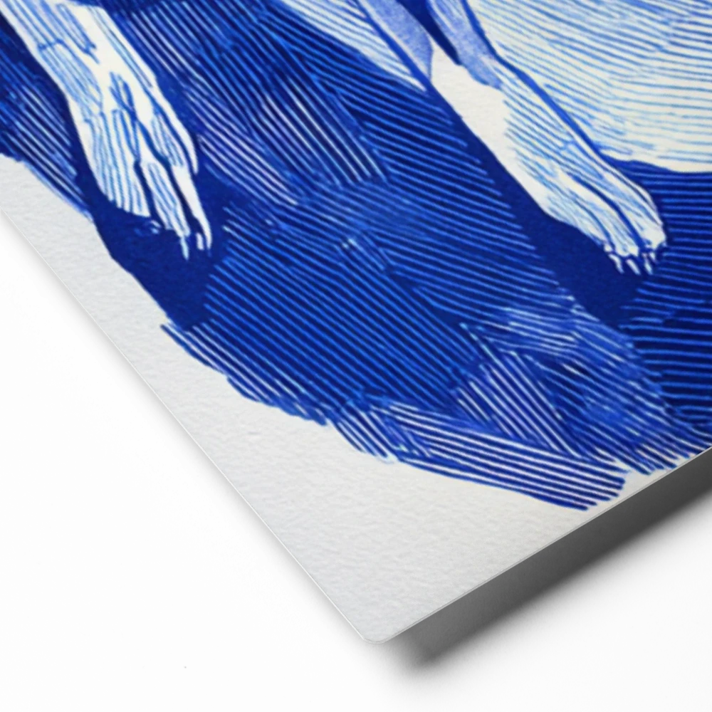 Leaping Dog in Blue Ink | Art Print