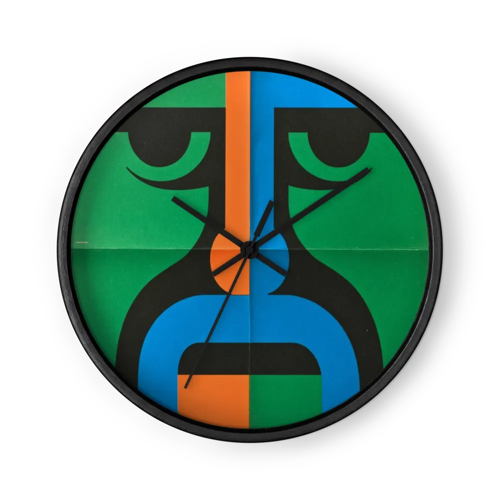 Abstract Face Block Print | Wall Clock