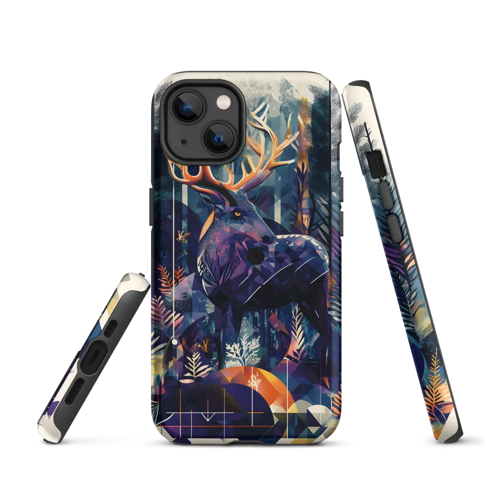 Geometric Deer in Stylized Forest | Phone Case