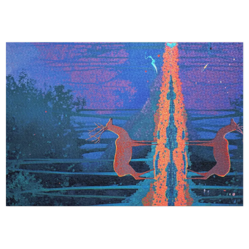 Surreal Deer by Reflective Water | Jigsaw Puzzle (252/520 pieces)