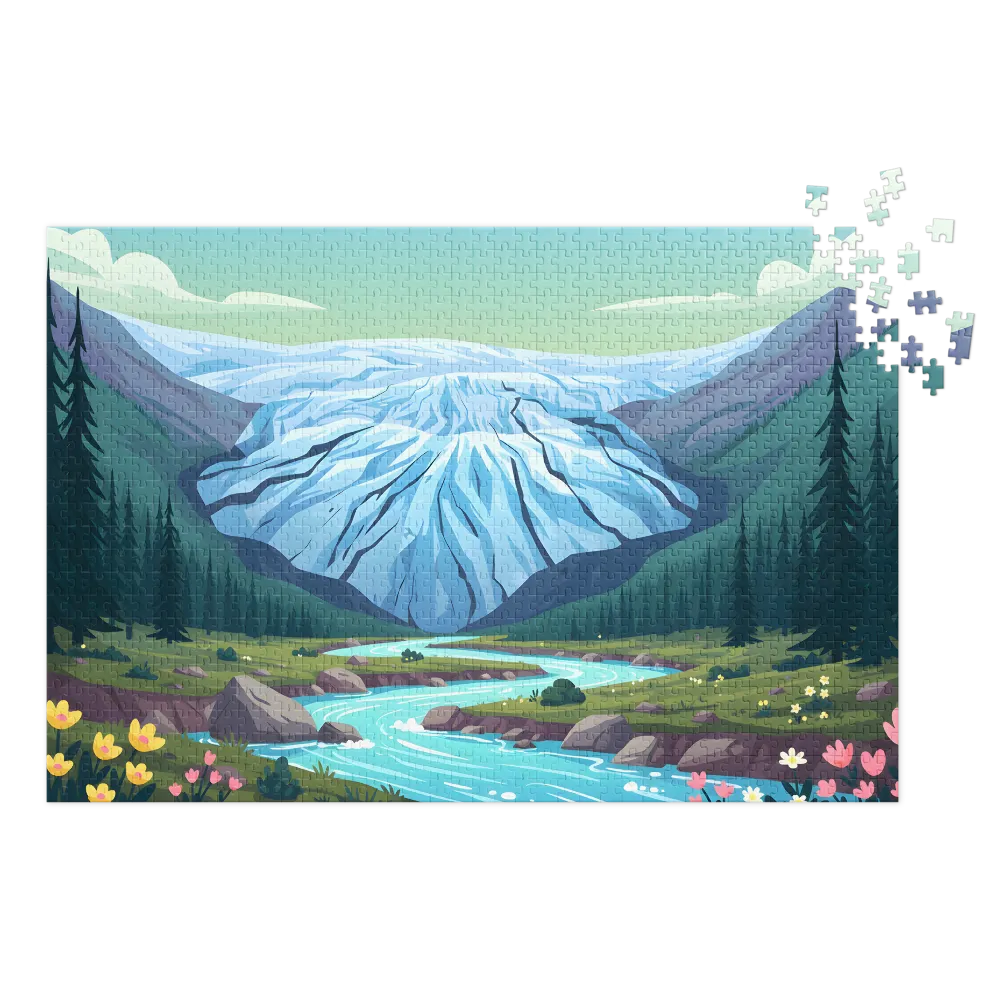 Fiume Ghiacciaio Alpino 
 Puzzle in scatola di metallo