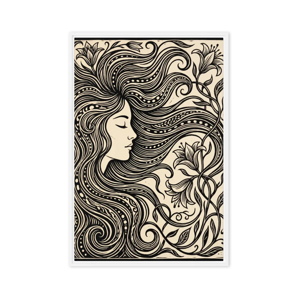 Lilies of the Art Nouveau Muse 
 Poster with White Frame | 12″x 16″