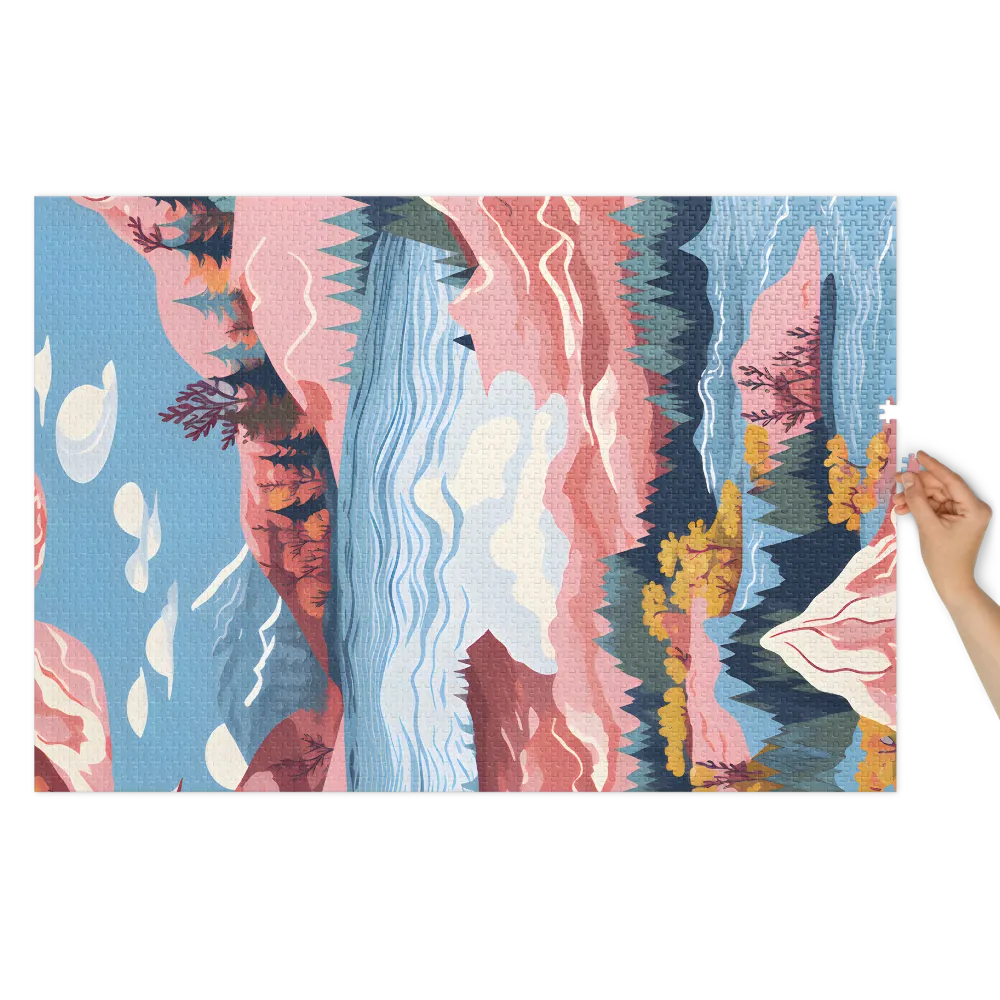 Serene Landscape with Mountains and Lake | Jigsaw Puzzle (252/520 pieces)
