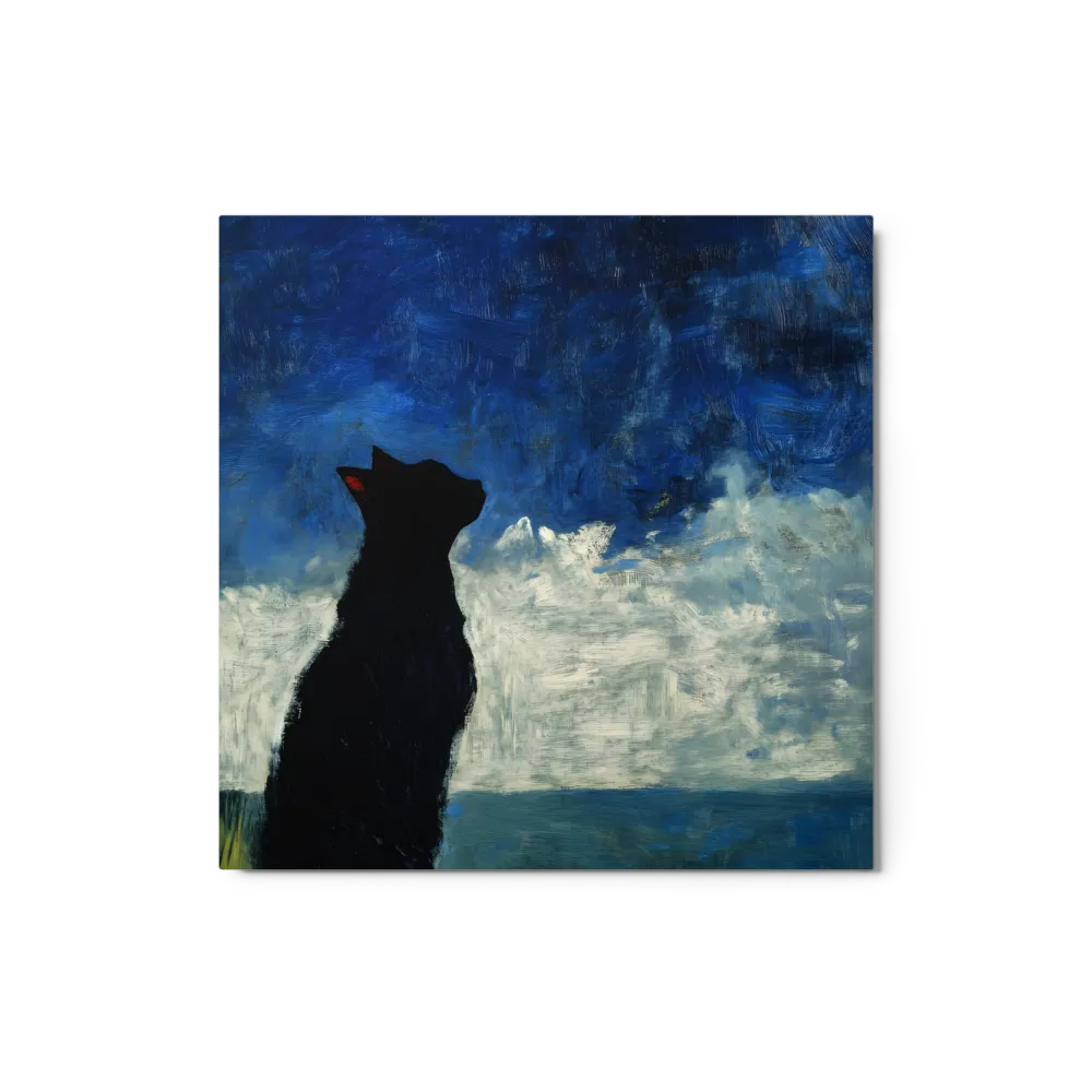 Black Cat Silhouette Against Blue Sky