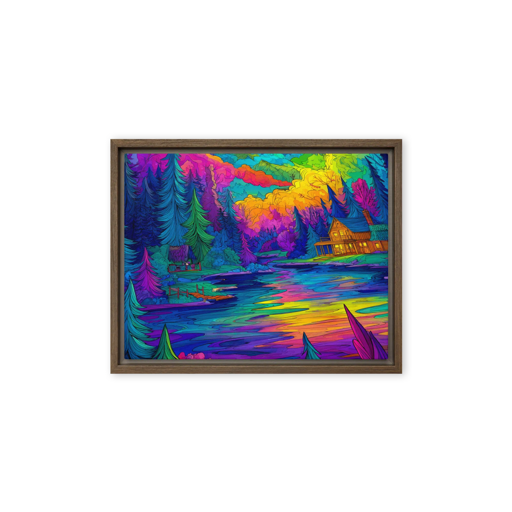 Neon Wilderness Sanctuary 
 Canvas with White Frame