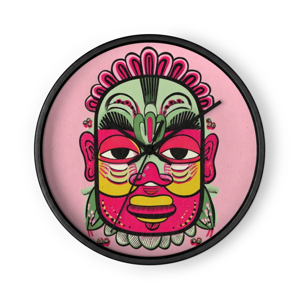 Vibrant Totemic Mask | Wall Clock