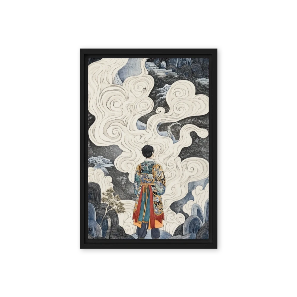 Figure with Clouds in Traditional Design