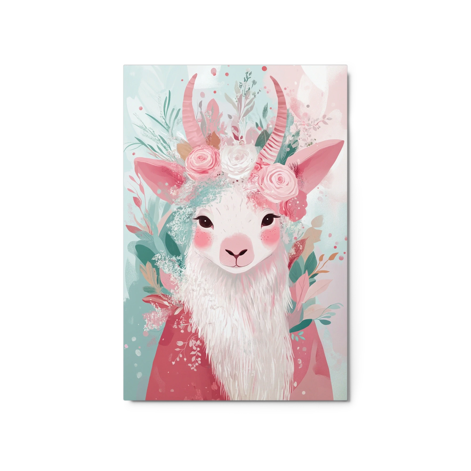 Whimsical Floral Goat Illustration