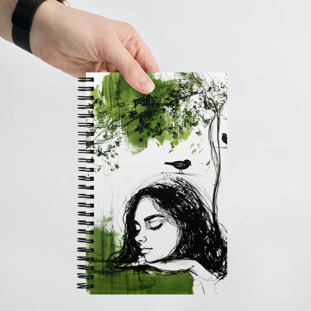 Tranquil Woman, Green Canopy 
 Spiral Notebook | 140 pages