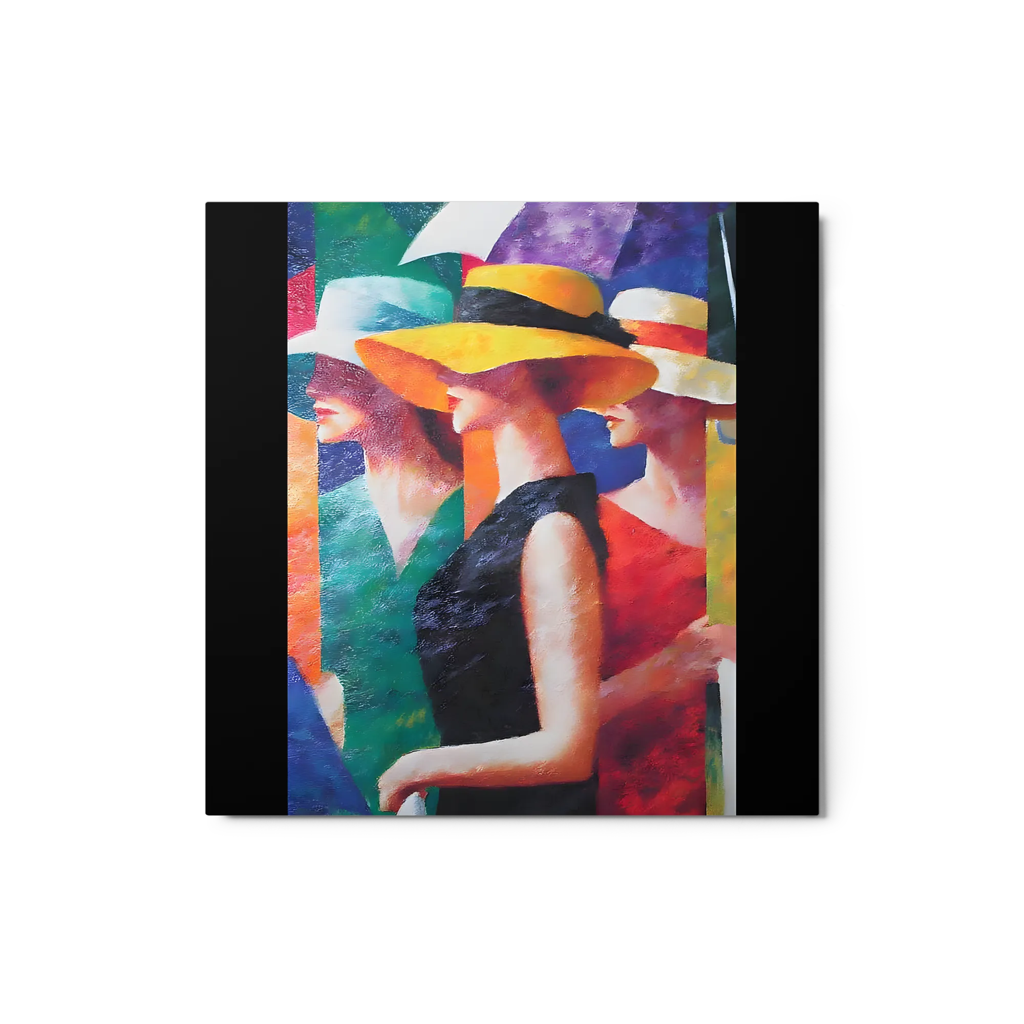 Elegant Women with Umbrellas 
 Canvas with Black Frame