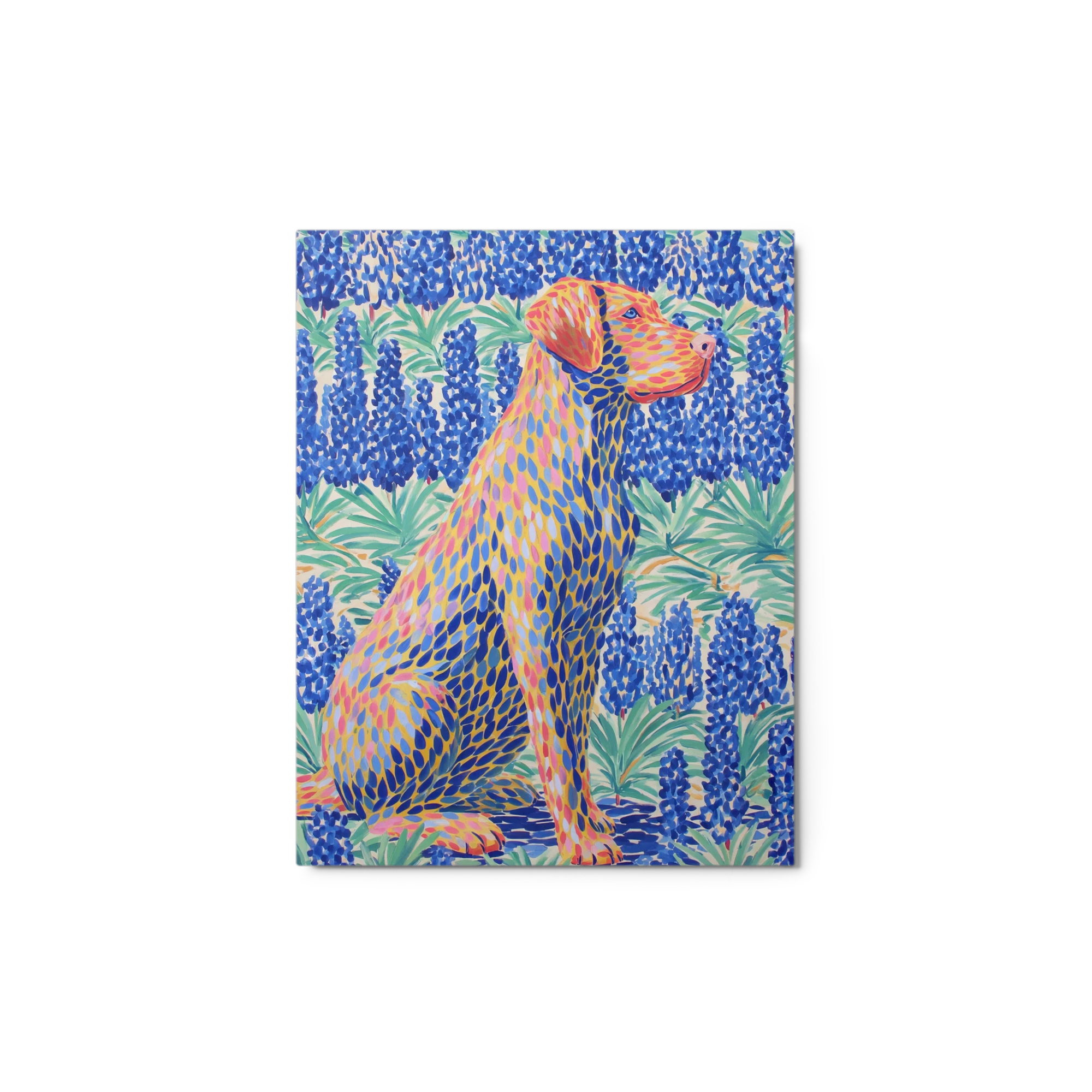 Dotted Dog in Bluebonnets