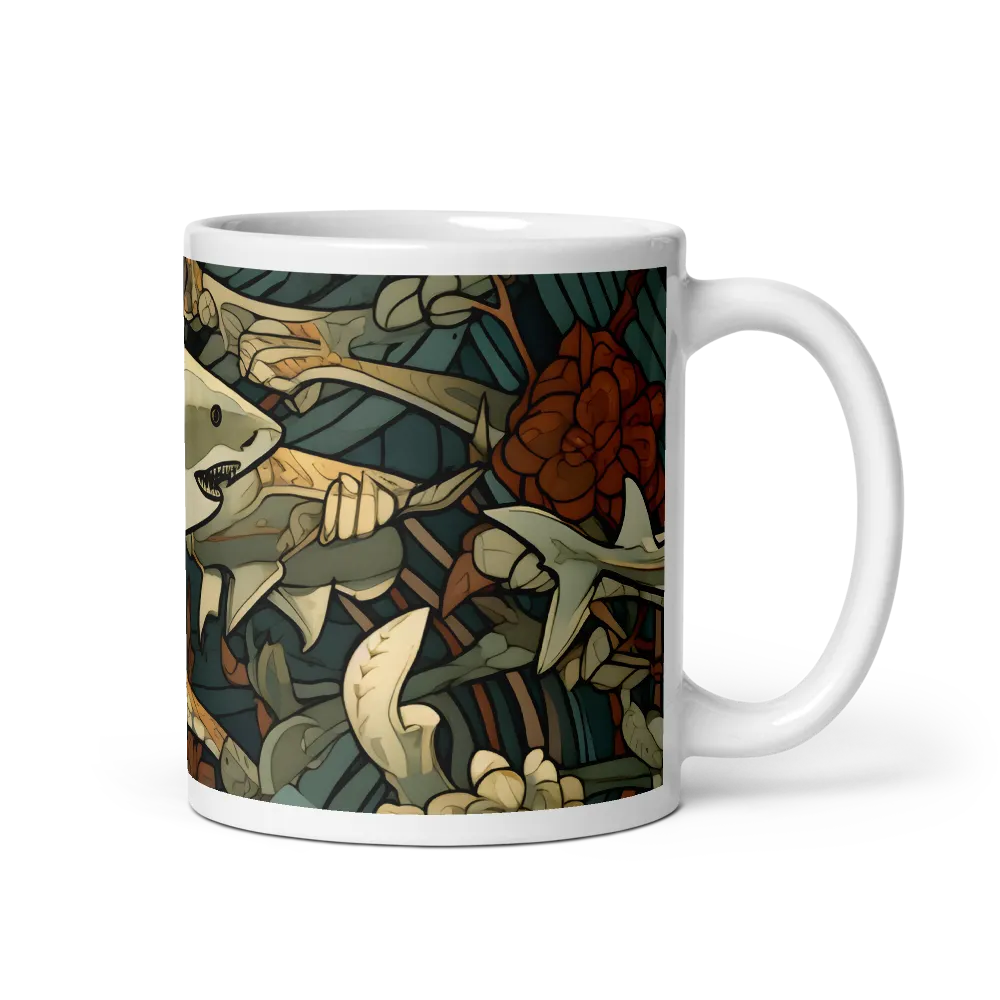 Art Nouveau Shark Pattern 
 Mug with Golden Yellow inside | 11 oz
