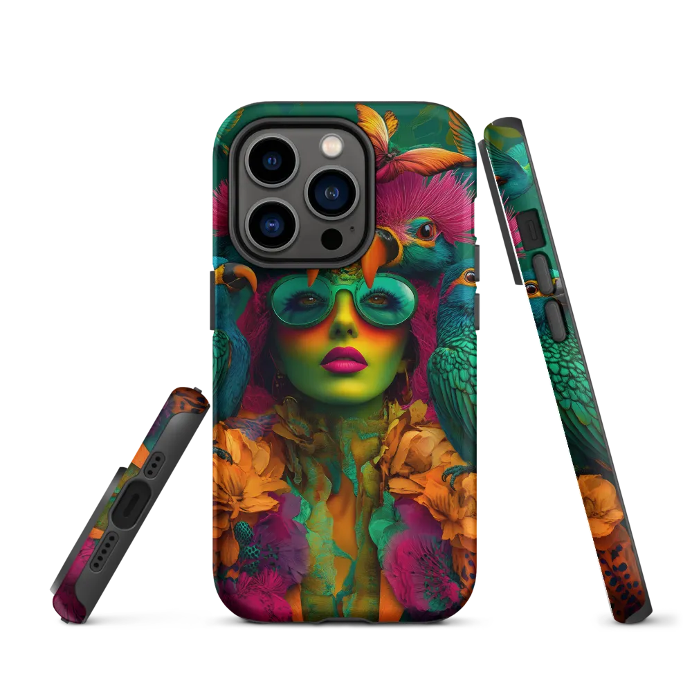 Surreal Woman with Colorful Birds | Phone Case