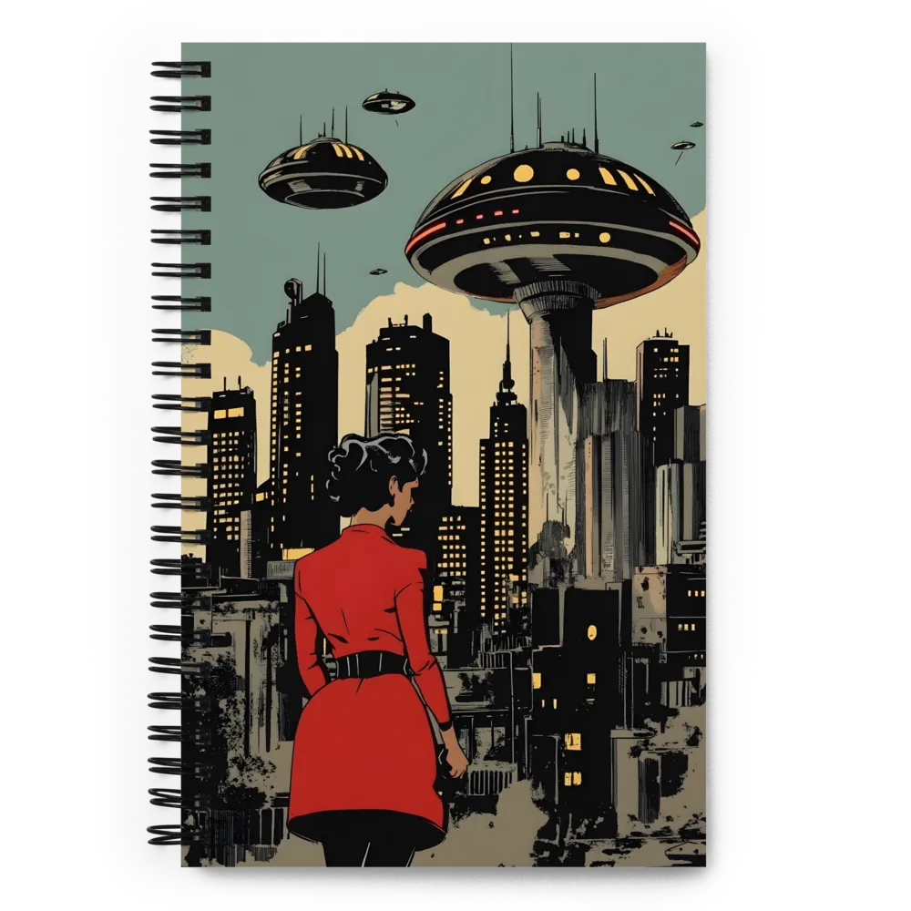 Retro-Futuristic Urban Vista 
 Spiral Notebook | 140 pages