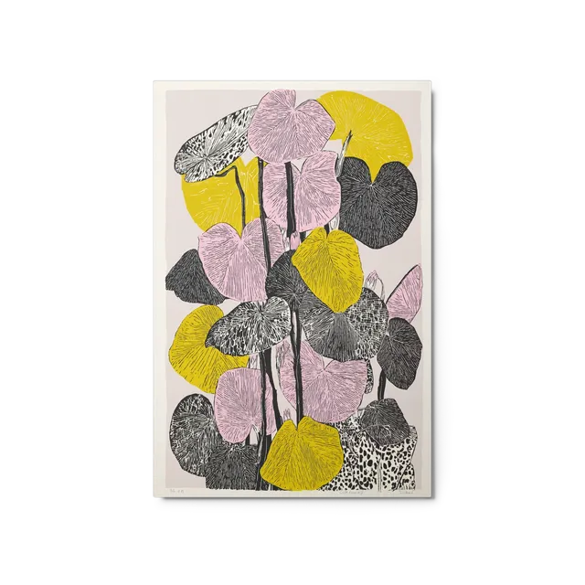 Pink and Yellow Botanical Leaves | Art Print
