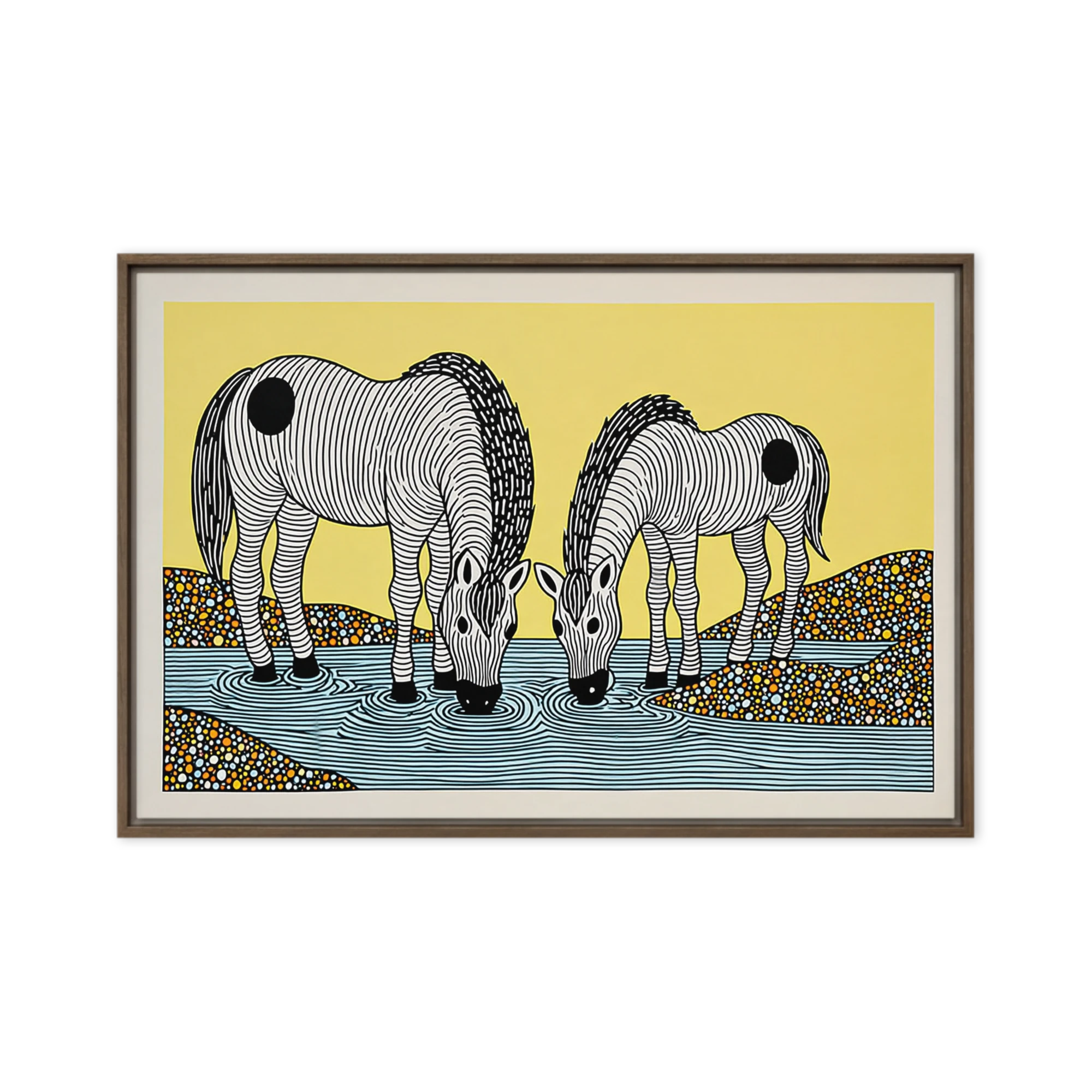 Zebras at the Waterhole | Art Print