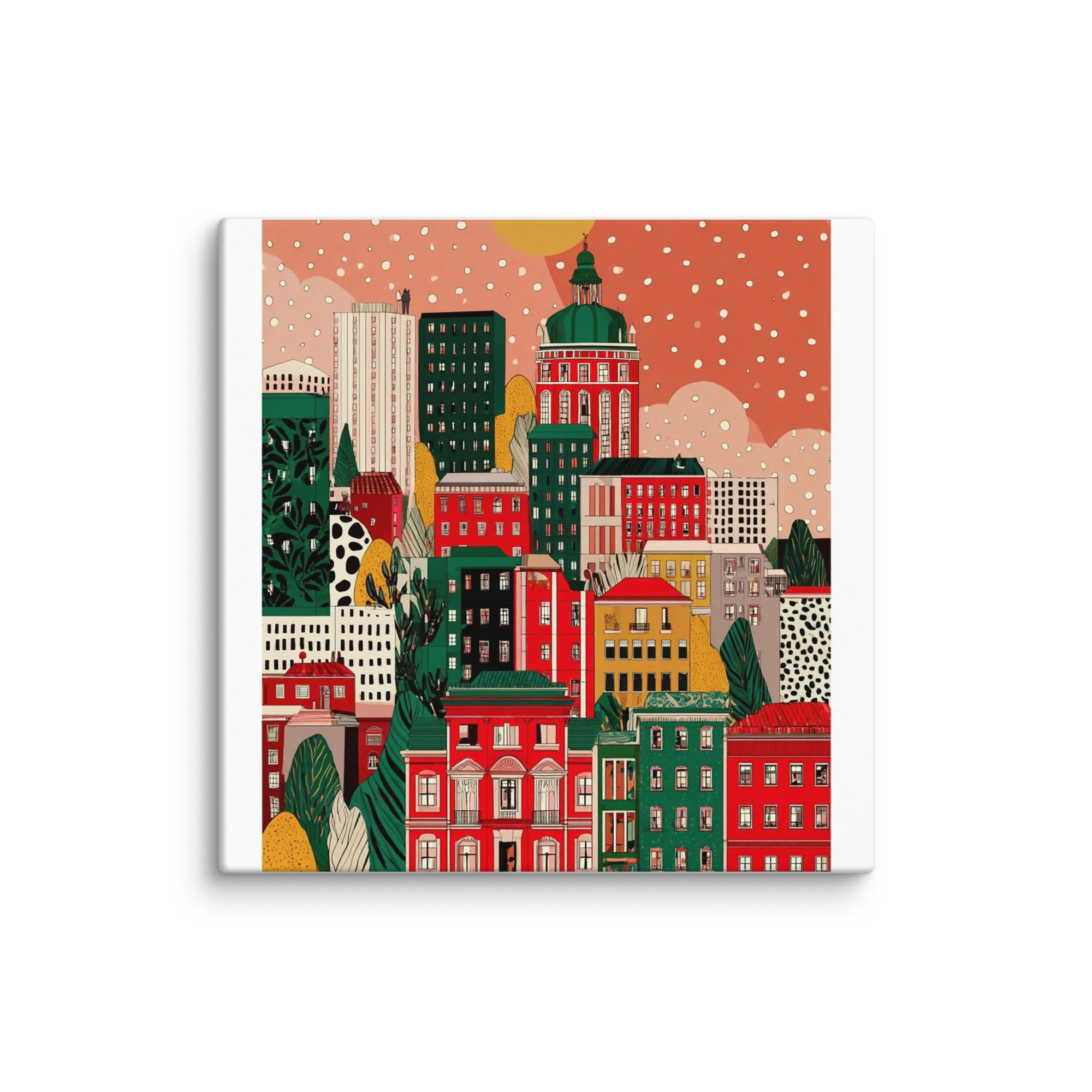 Decorative Folk Modernism Wall Art — Tomato Red, Forest Green