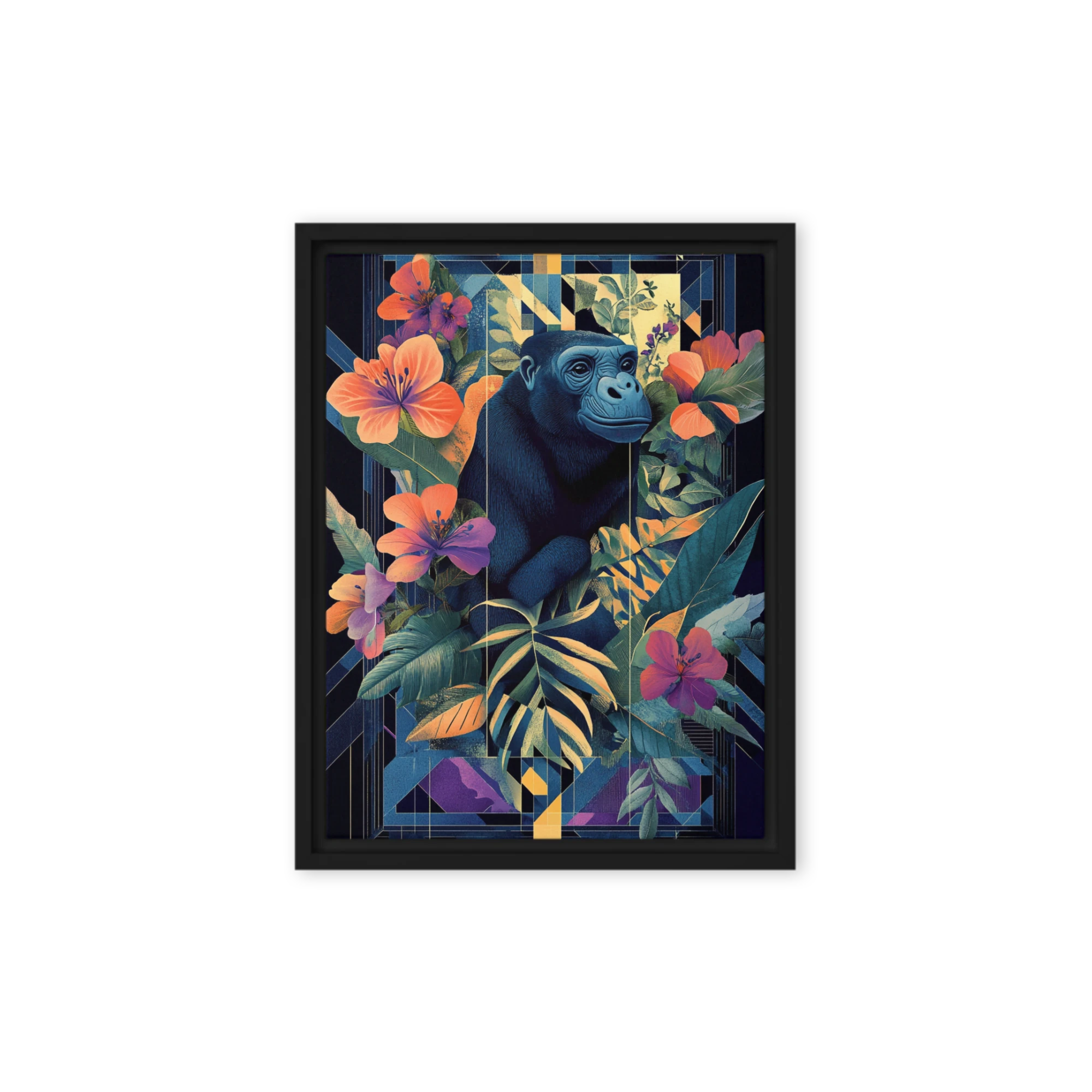 Gorilla Surrounded by Tropical Flowers