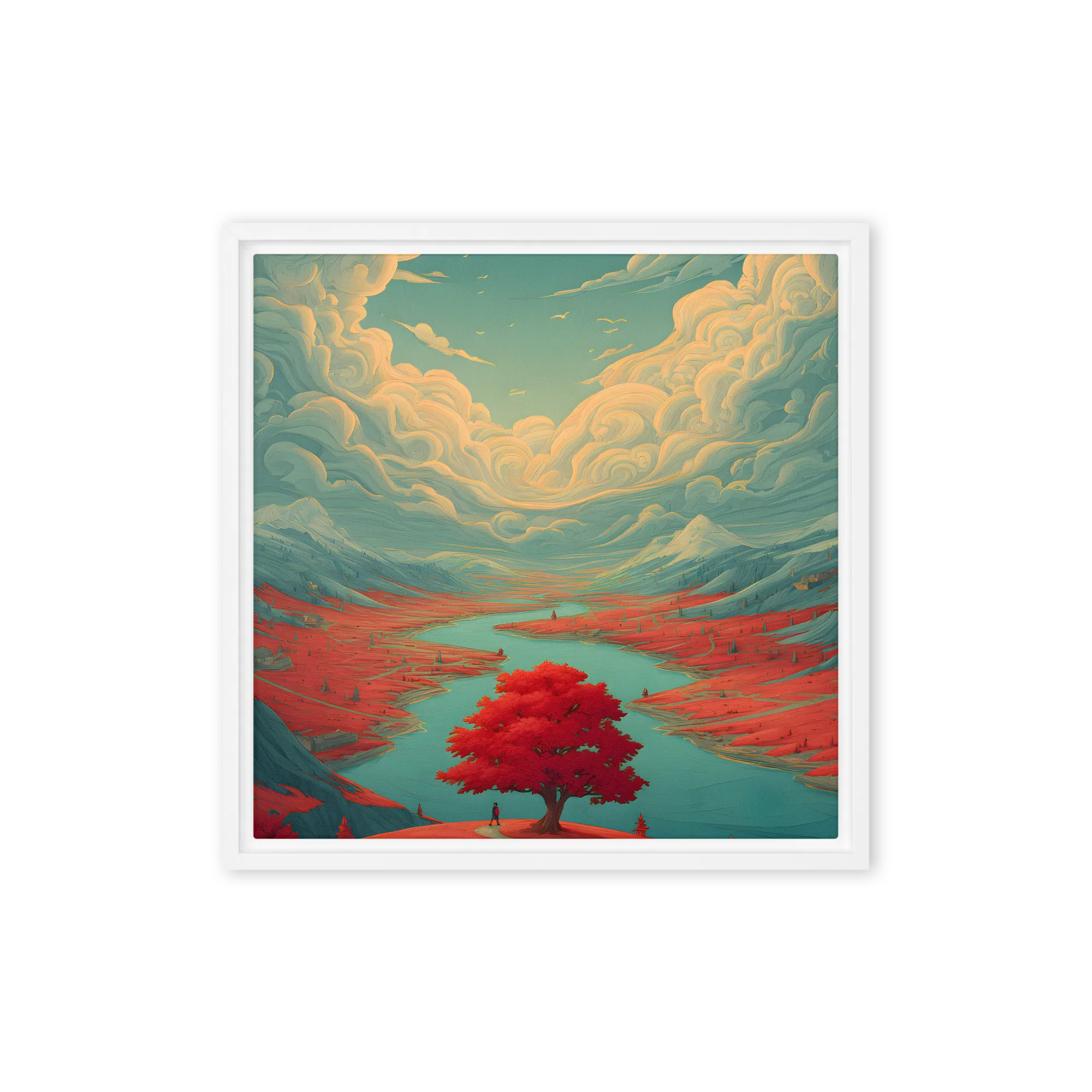 Red Tree by the Turquoise River