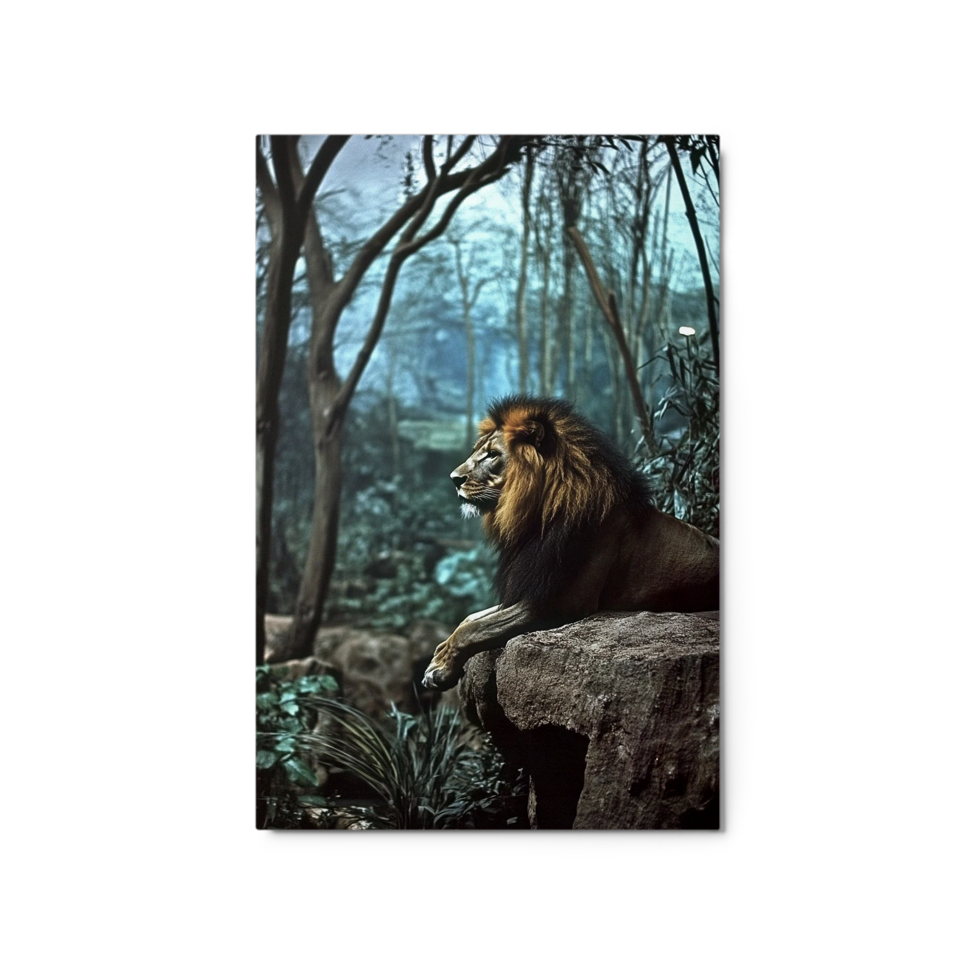 Lion Resting in Lush Landscape
