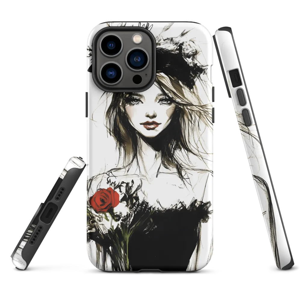 Woman with Red Roses | Phone Case