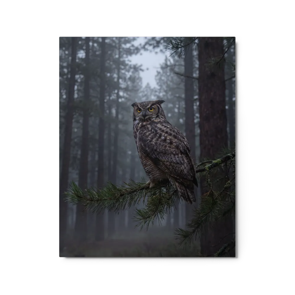 Great Horned Owl in Misty Forest