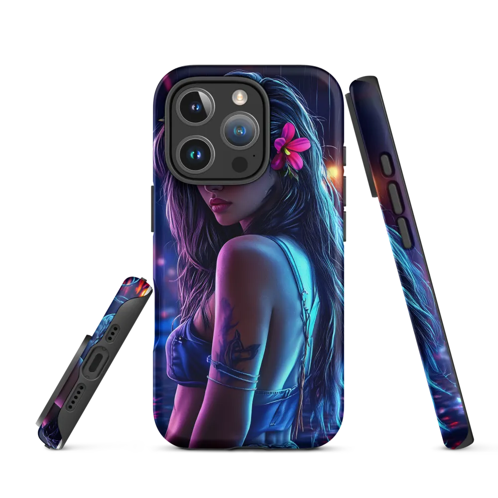 Neon Portrait of a Female Figure | Phone Case