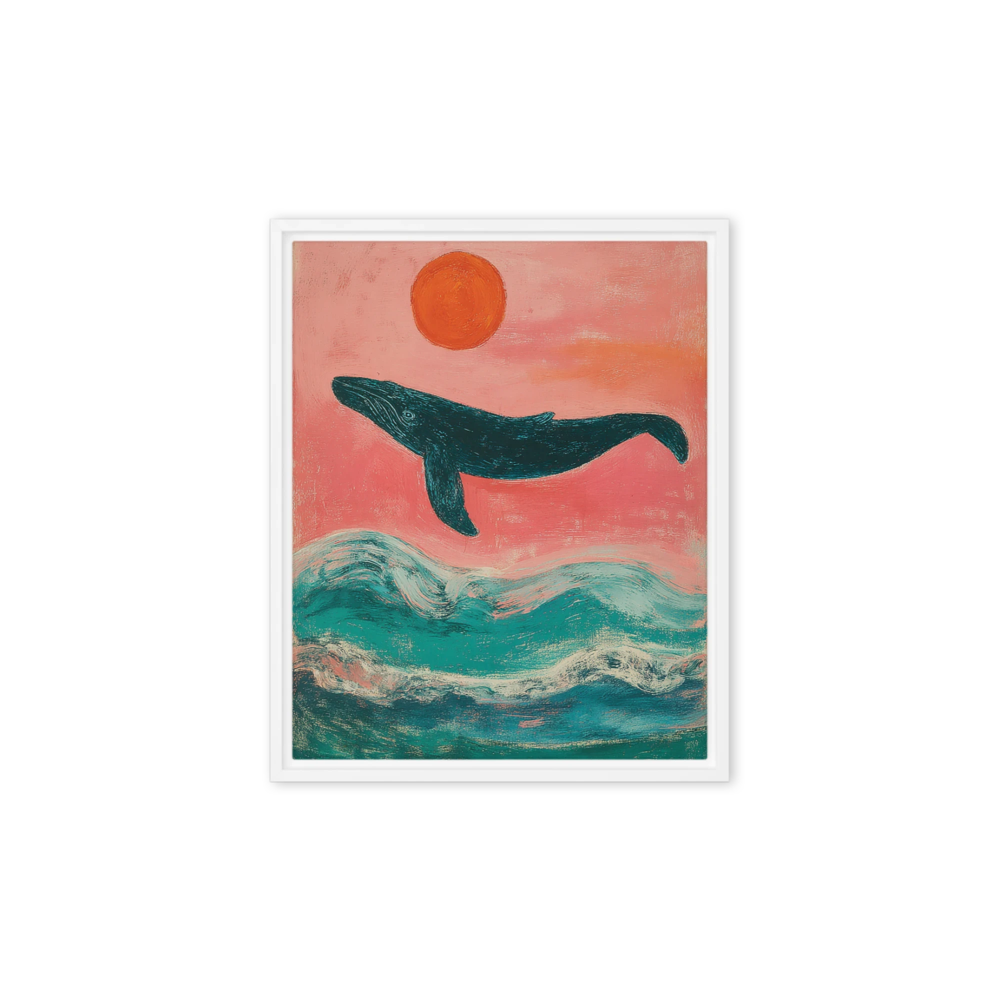 Whale and Crimson Sun