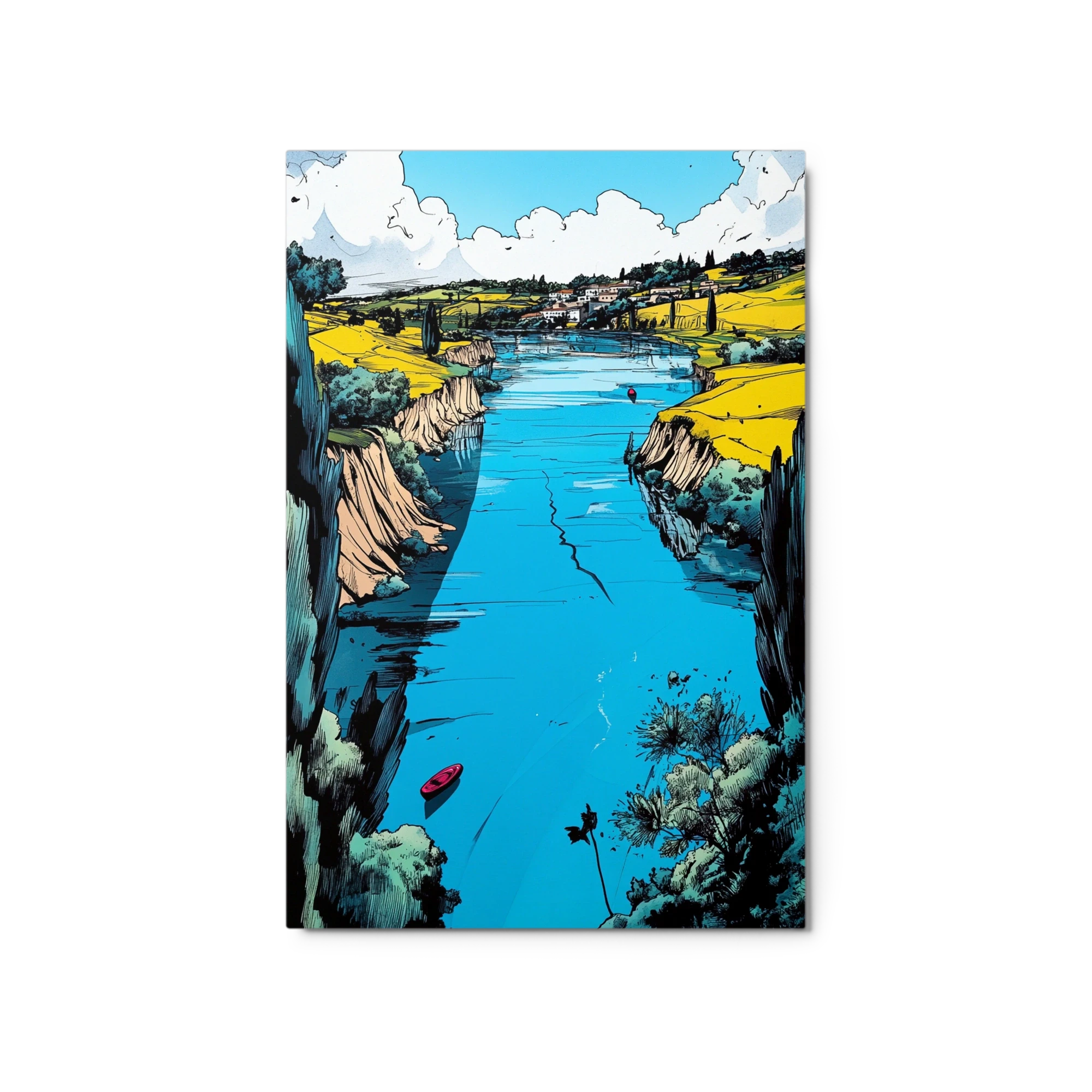 Serene River Landscape Illustration