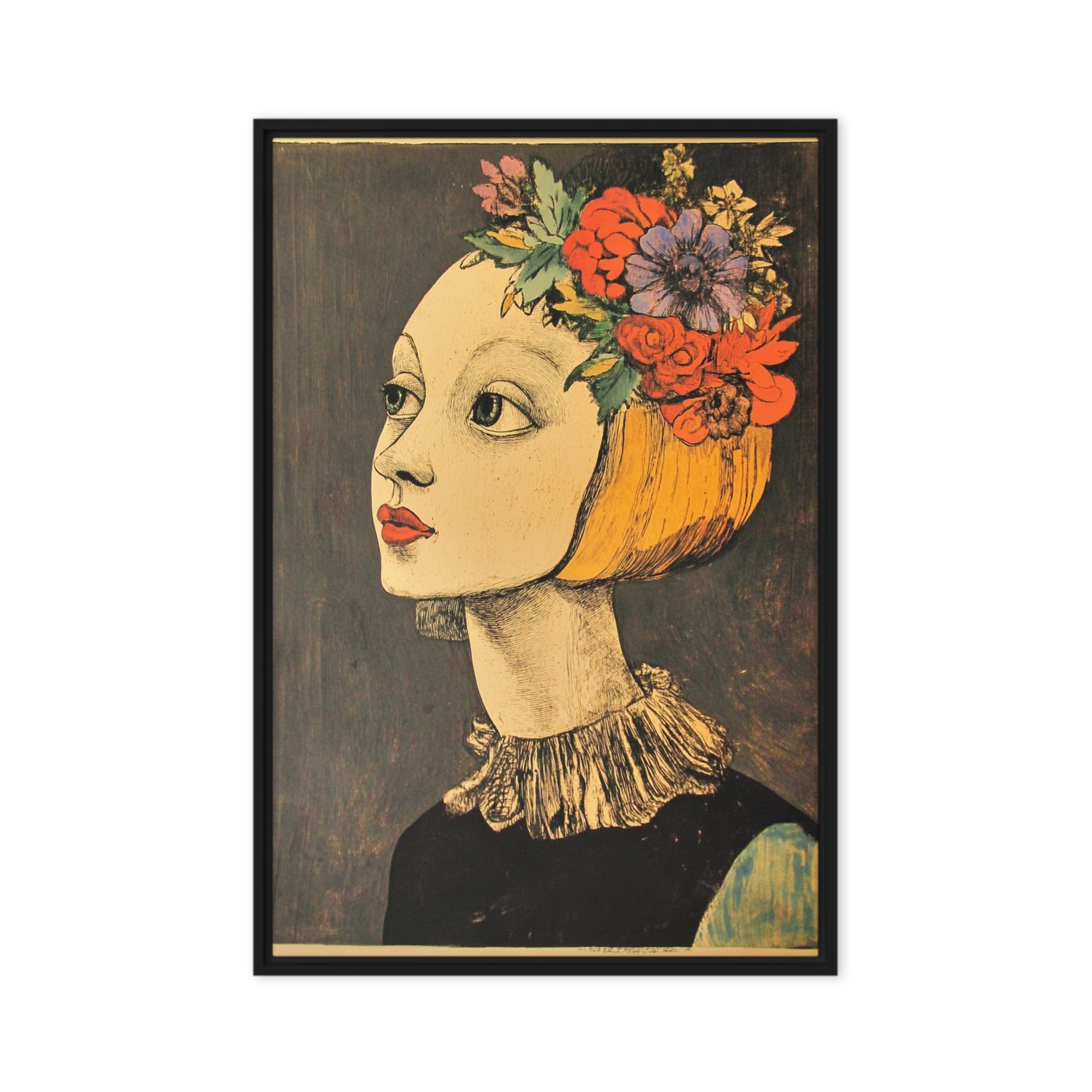 Woman with Floral Headdress | Art Print