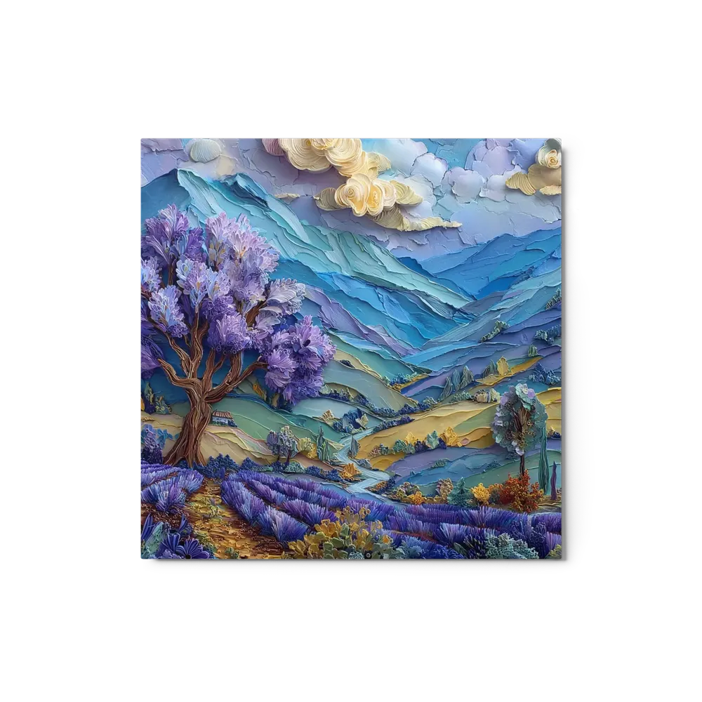 Lavender Fields Under Blue Mountains | Art Print