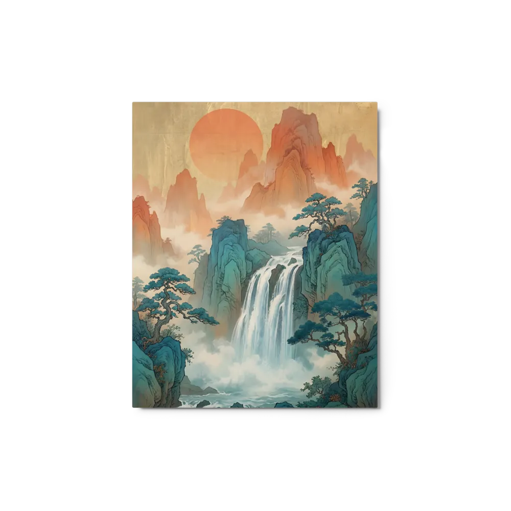 Golden Peaks Waterfall 
 Canvas with Black Frame