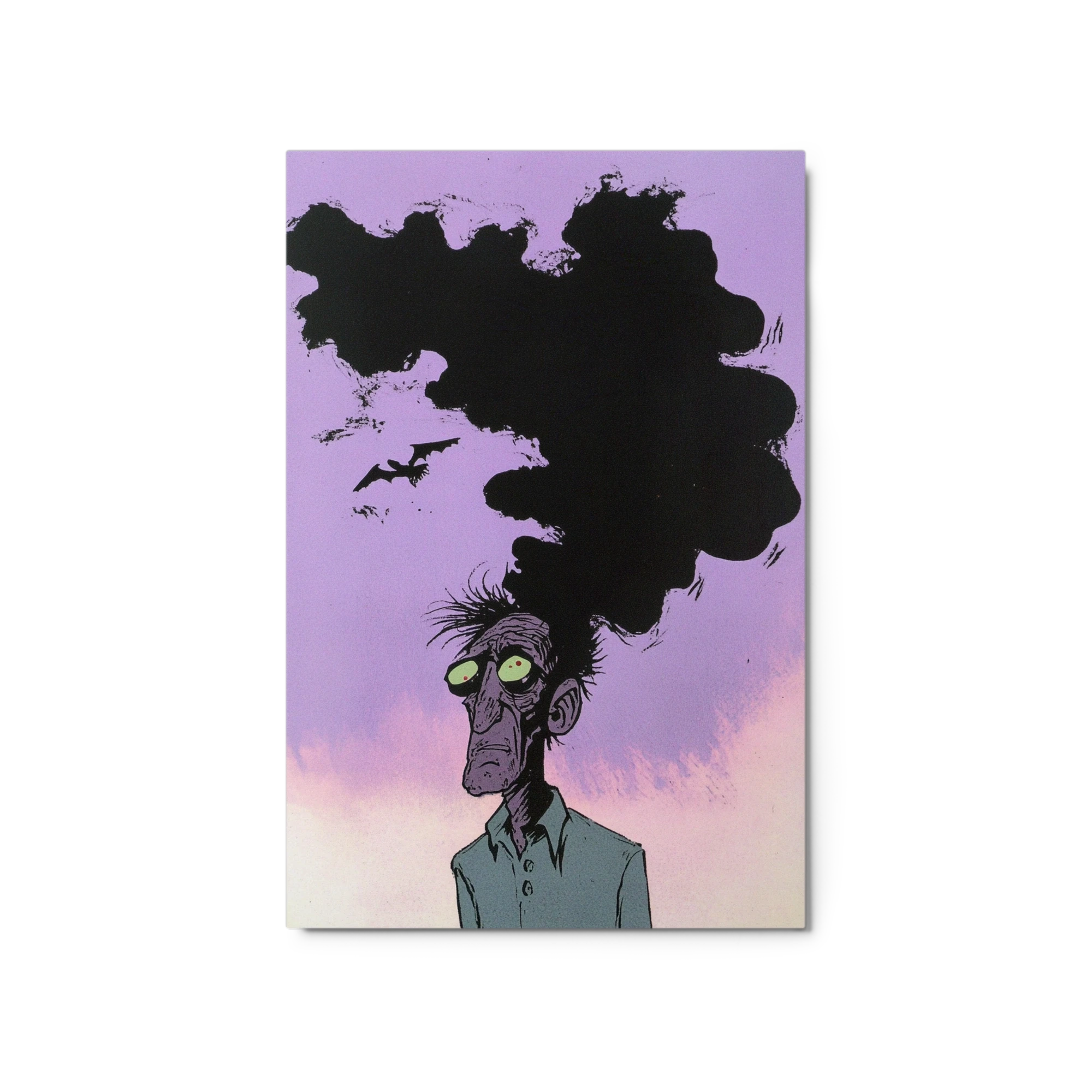 Surreal Man with Bat and Smoke