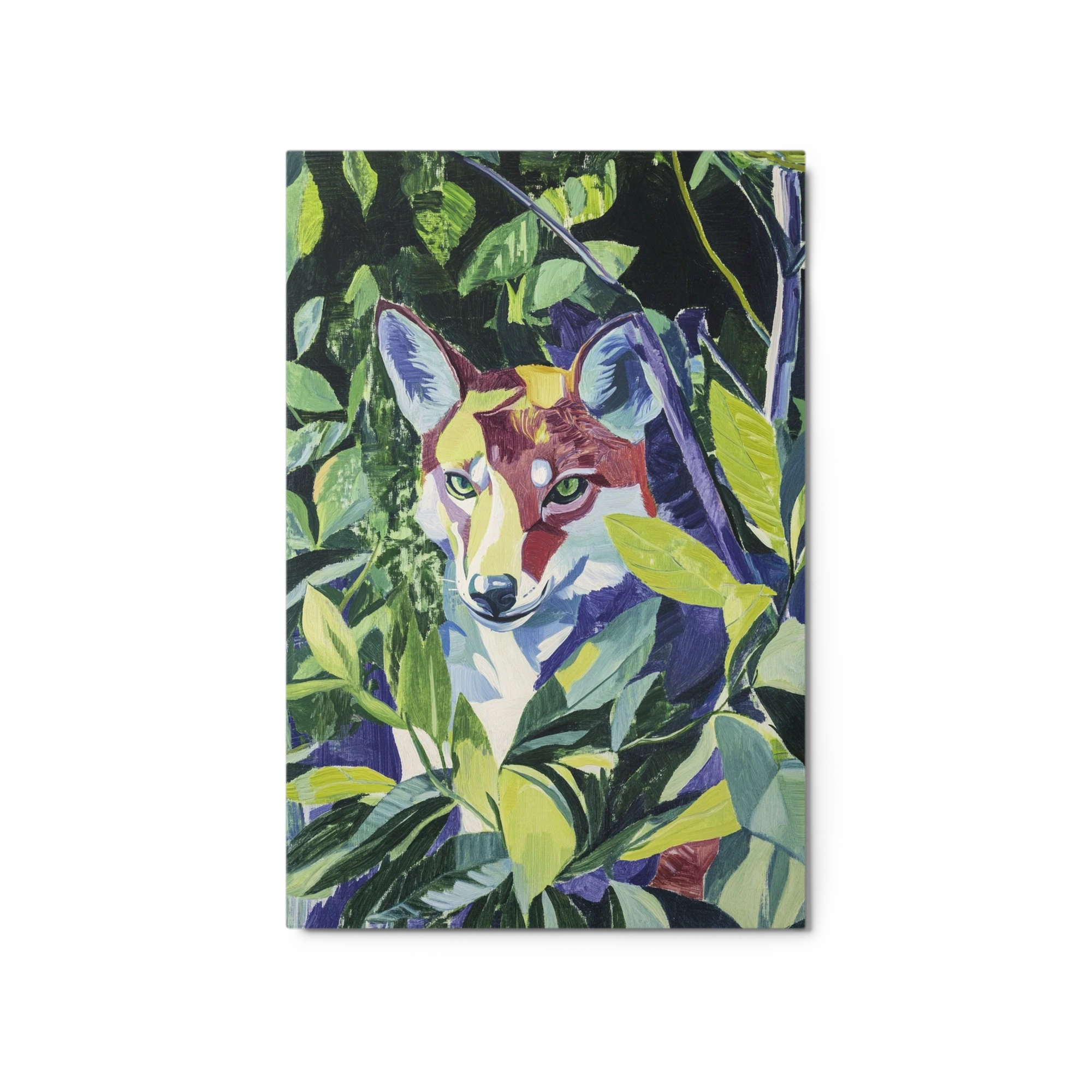 Realistic Fox Among Green Leaves