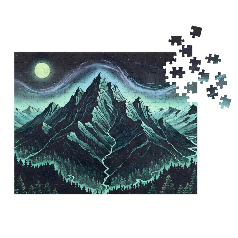 Stippled Mountain Aurora | Jigsaw Puzzles
