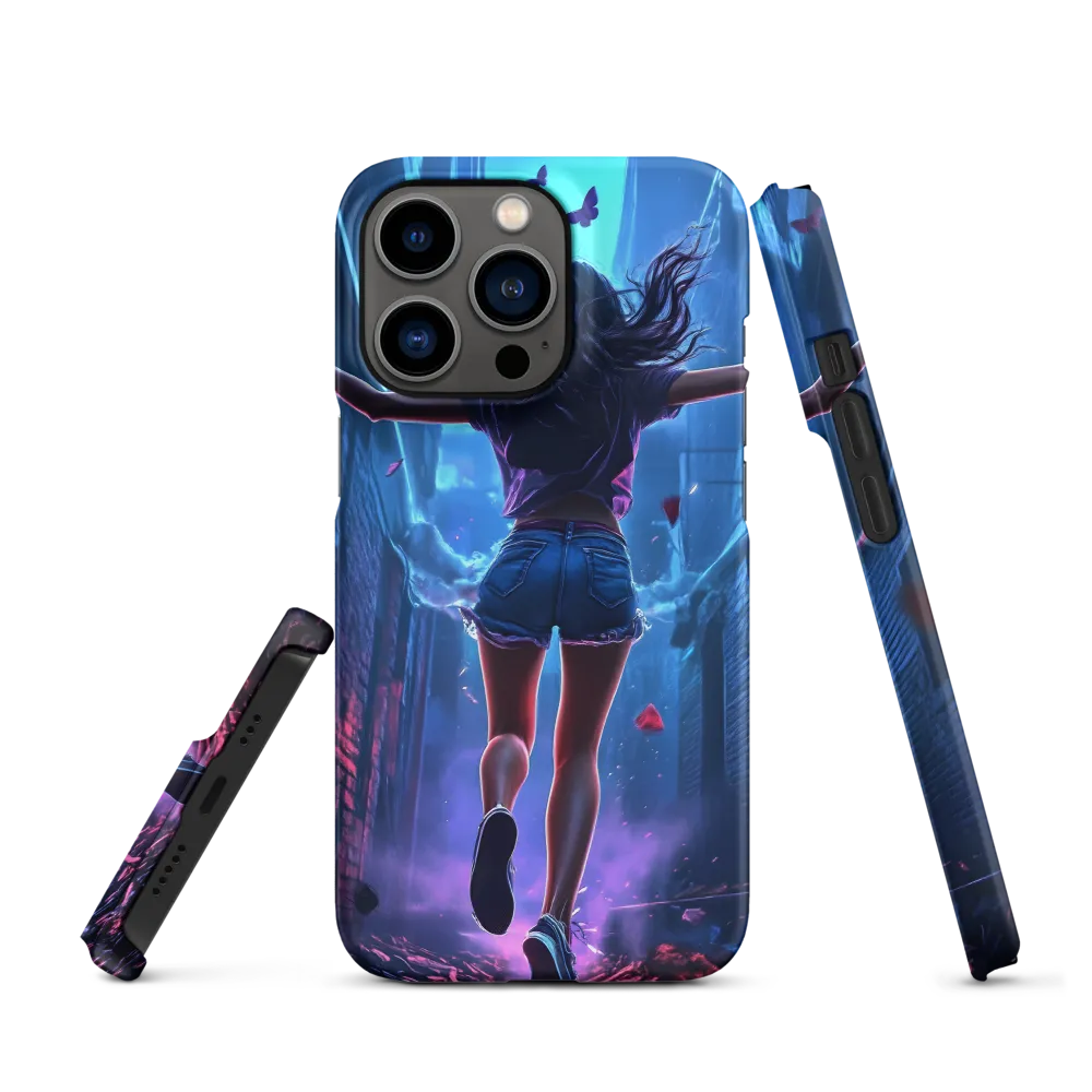 Female Figure Running in Vibrant Alley | Phone Case