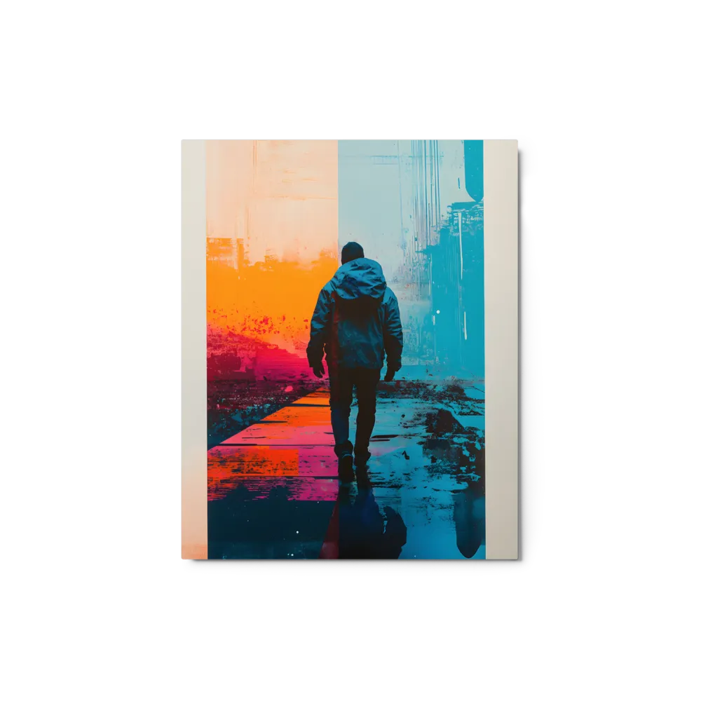 Figure Walking on Colorful Street