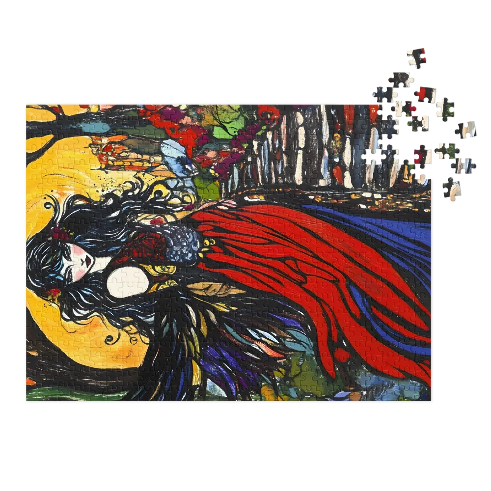Mulher Alada Art Nouveau 
 Puzzle em caixa de metal