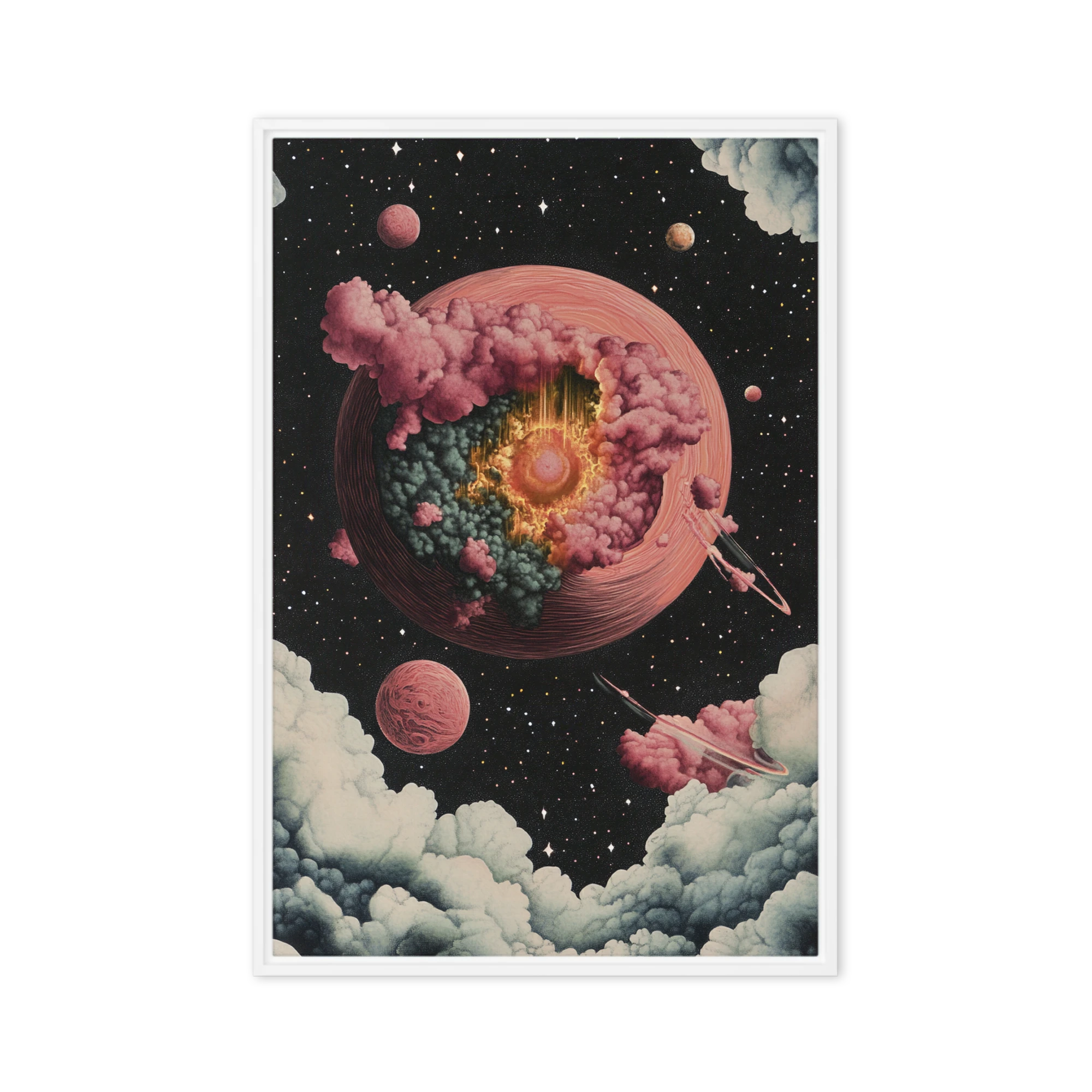 Surreal Cosmic Scene with Exploding Planet